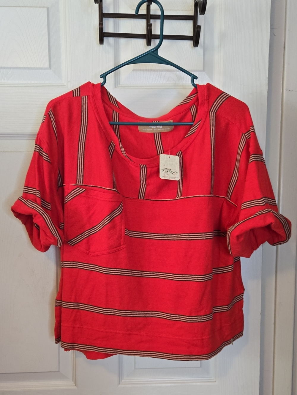 Free People Red Striped 2 Peice Set NWT will Fit Up To A Large - Picture 8 of 8